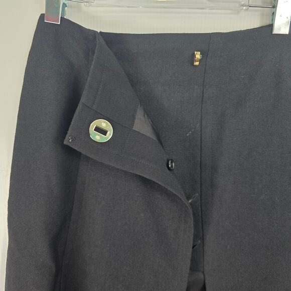 Givenchy Wool Crepe Wrap Midi Skirt Black Gold Turn Lock Hardware Silk 36 NWT - Picture 8 of 14